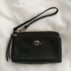 SOLD Coach Madison Double Zip Black Wristlet
